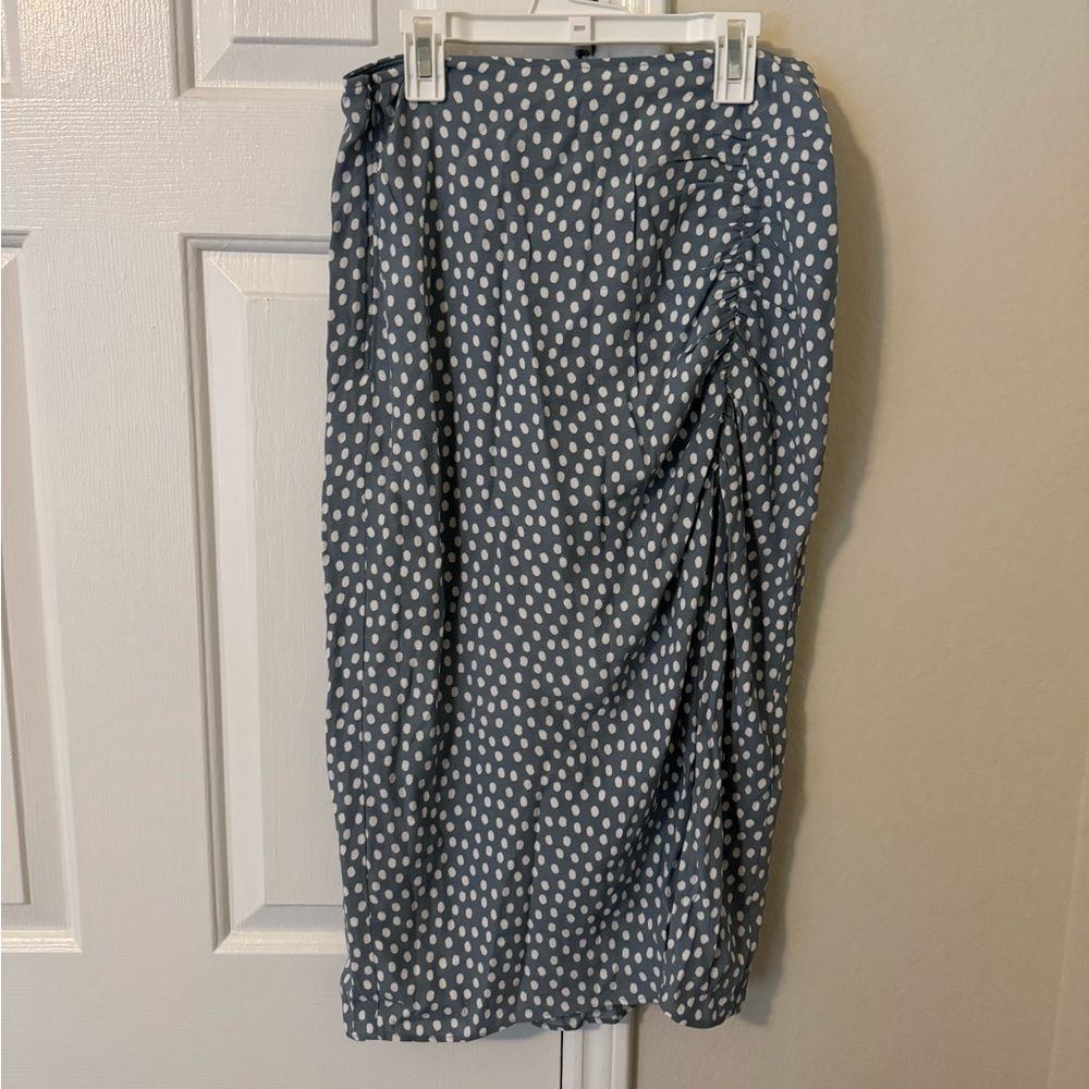 Polka Dot Midi Skirt - Gray